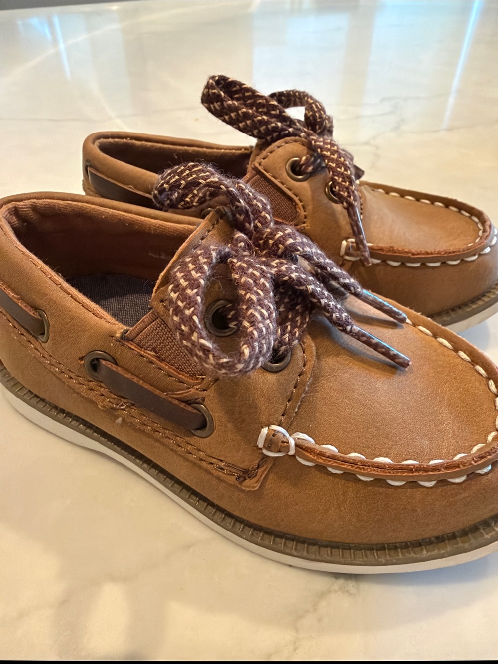 Kids Brown Boat Shoes with Braided Laces